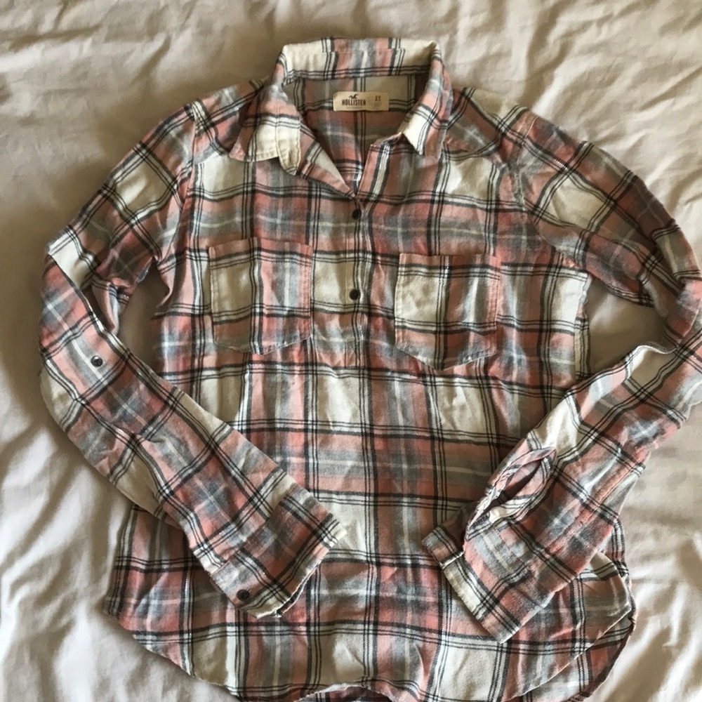 Hollister Plaid Flannel Shirt with Quarter Button Down